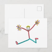 Cheerleader Springende Stick Figure Briefkaart (Voorkant / Achterkant)