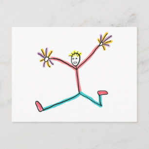 Cheerleader Springende Stick Figure Briefkaart