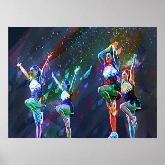 Cheerleader Squad met Cut Paper Background Poster (Voorkant)