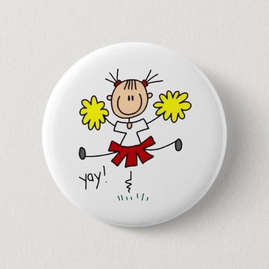 Cheerleader Stick Fgure Ronde Button 5,7 Cm (Voorkant)