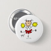 Cheerleader Stick Fgure Ronde Button 5,7 Cm (Voorkant /achterkant)