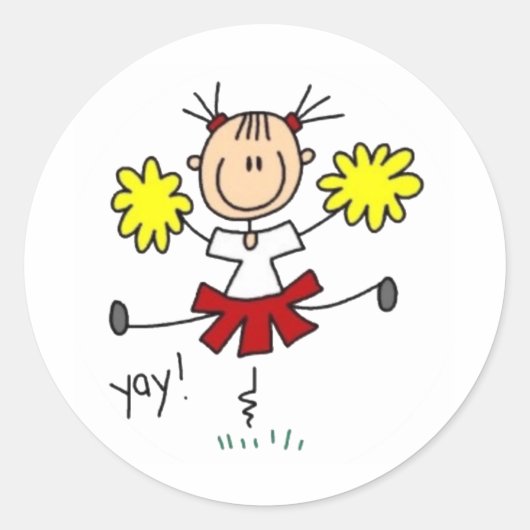 Cheerleader Stick Fgure Ronde Sticker (Voorkant)