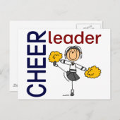 Cheerleader Stick Figuur Briefkaart (Voorkant / Achterkant)
