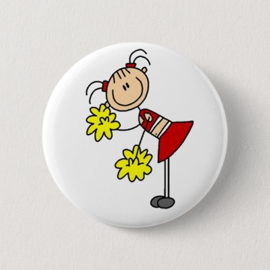 Cheerleader Stick Figuur Ronde Button 5,7 Cm (Voorkant)