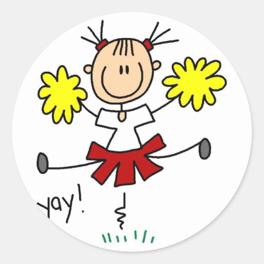 Cheerleader Stick Figuur Sticker (Voorkant)