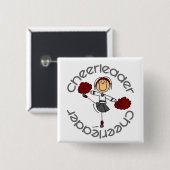 Cheerleader Stick Figuur Vierkante Button 5,1 Cm (Voorkant /achterkant)