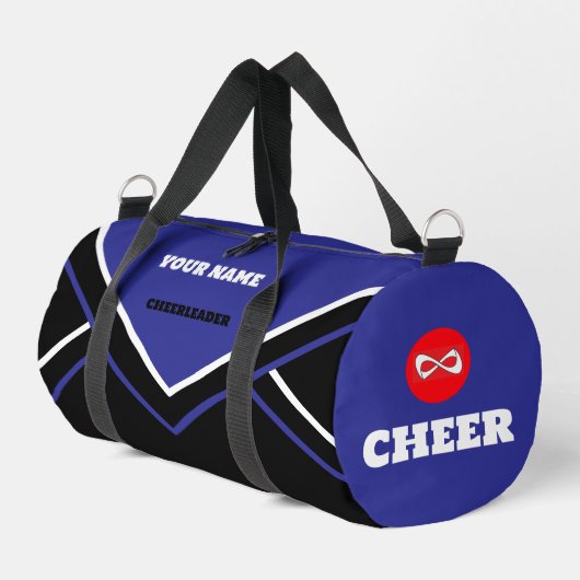 cheerleader tas, BLAUW, WIT & zwart CHEER Plunjezak (Linkerhoek)