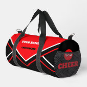 Cheerleader tas, gepersonaliseerd rood, wit en zwa plunjezak (Rechterhoek)