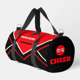 Cheerleader tas, gepersonaliseerd rood, wit en zwa plunjezak