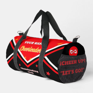Cheerleader tas, personaliseer rood, wit & zwart d plunjezak