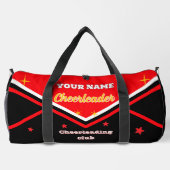 Cheerleader tas, personaliseer rood, wit & zwart plunjezak (Achterkant)