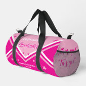 Cheerleader tas, personaliseer roze, wit & zwart plunjezak (Rechterhoek)