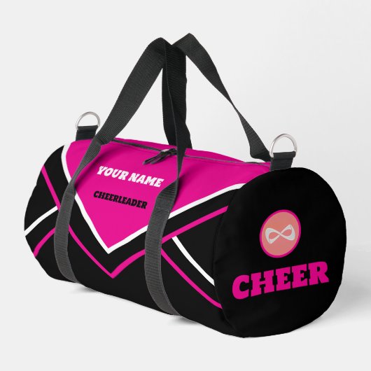 Cheerleader Tas, roos Roze Wit & Zwart Plunjezak (Linkerhoek)