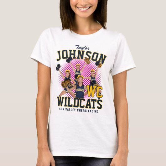 Cheerleader Team Aangepaste Foto Retro Bootleg Bla T-shirt (Voorkant)
