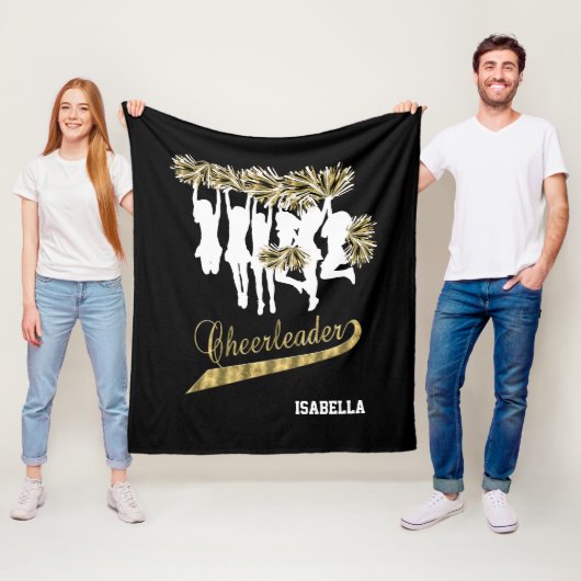 Cheerleader Team 📣 - Gold, Black en White Fleece Deken (In situ)