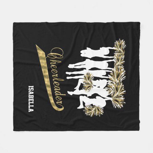 Cheerleader Team 📣 - Gold, Black en White Fleece Deken (Voorkant (Horizontaal))