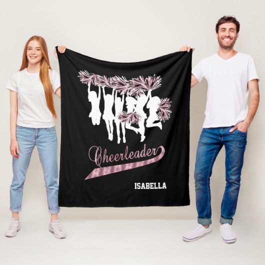 Cheerleader Team 📣 - roze, zwart en wit Fleece Deken (In situ)