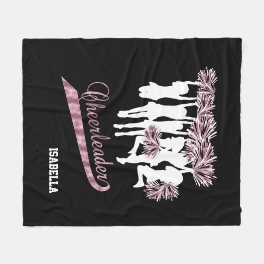 Cheerleader Team 📣 - roze, zwart en wit Fleece Deken (Voorkant (Horizontaal))