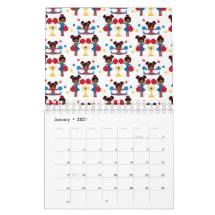 Cheerleader Team Trofee Pom Poms Rood Blauw Geel Kalender
