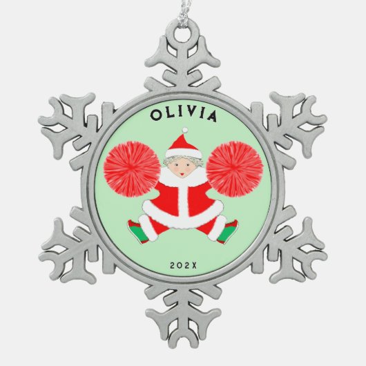 Cheerleader Tin Sneeuwvlok Ornament (Voorkant)