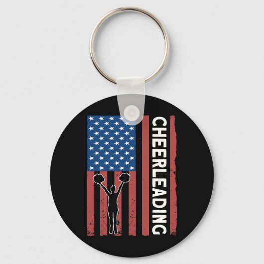 Cheerleader Usa Vlag Cheerleading Sleutelhanger (Voorkant)
