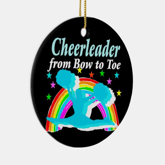 CHEERLEADER VAN BOOG TOT SLEEPBOOT KERAMISCH ORNAMENT (Rechts)