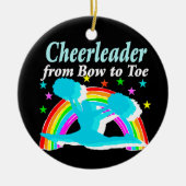 CHEERLEADER VAN BOOG TOT SLEEPBOOT KERAMISCH ORNAMENT (Voorkant)