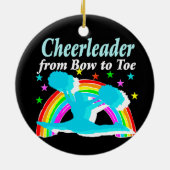 CHEERLEADER VAN BOOG TOT SLEEPBOOT KERAMISCH ORNAMENT (Achterkant)