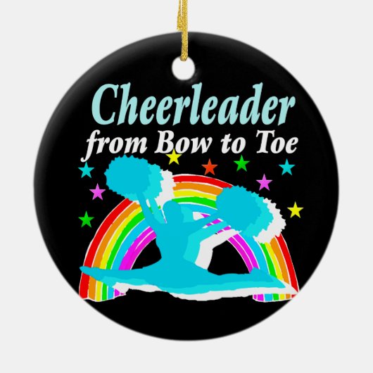 CHEERLEADER VAN BOOG TOT SLEEPBOOT KERAMISCH ORNAMENT (Achterkant)
