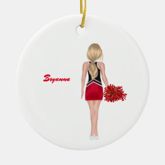 Cheerleader van de Rode en Zwarte School op maat Keramisch Ornament