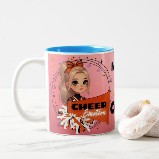 Cheerleader, vergeet nooit dat je moedig bent! tweekleurige koffiemok (Met donut)
