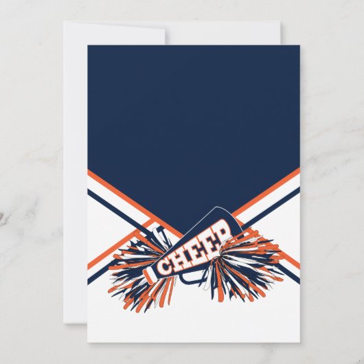 Cheerleader Verjaardagsfeest in Donkerblauw & Sina Kaart (Achterkant)