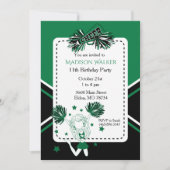 Cheerleader Verjaardagsfeest in Groen Kaart (Voorkant)