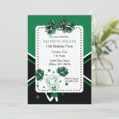 Cheerleader Verjaardagsfeest in Groen Kaart (Staand voorkant)