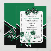 Cheerleader Verjaardagsfeest in Groen Kaart (Voorkant / Achterkant)