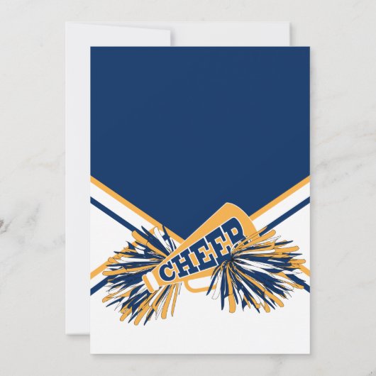 Cheerleader Verjaardagsfeest in Navy Blauw & Goud Kaart (Achterkant)