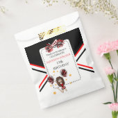 Cheerleader verjaardagsfeest zwart, rood, wit bedankzakje (Gezegeld)