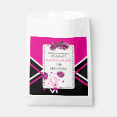 Cheerleader Verjaardagsfeestje Heet Roze, Zwart, W Bedankzakje (Voorkant)