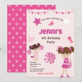 Cheerleader Verjaardagsfeestuitnodiging Feestdagenkaart (Voorkant / Achterkant)