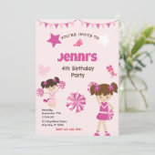 Cheerleader Verjaardagsfeestuitnodiging Feestdagenkaart (Staand voorkant)