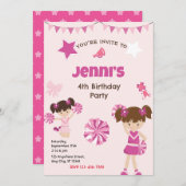 Cheerleader Verjaardagsfeestuitnodiging Kaart (Voorkant / Achterkant)