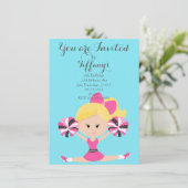 Cheerleader Verjaardagsfeestuitnodiging Kaart (Staand voorkant)