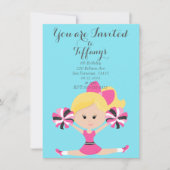 Cheerleader Verjaardagsfeestuitnodiging Kaart (Voorkant)