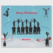 Cheerleader "Vrolijk Kerstfeest" Cadeaupapier (Vlak)