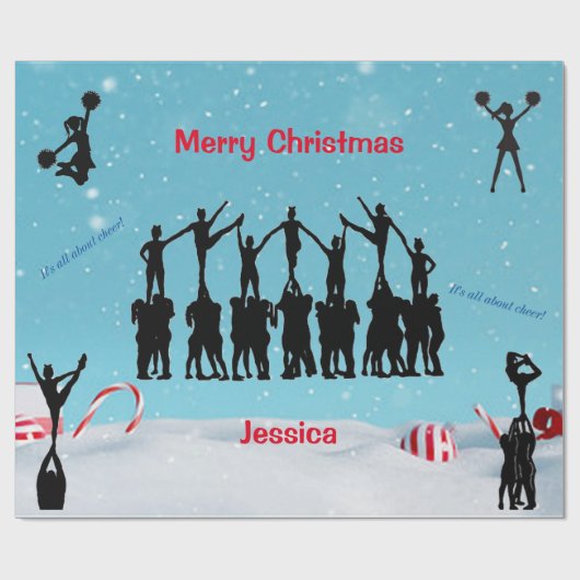 Cheerleader "Vrolijk Kerstfeest" Cadeaupapier (Vlak)