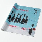 Cheerleader "Vrolijk Kerstfeest" Cadeaupapier (Uitgerold)