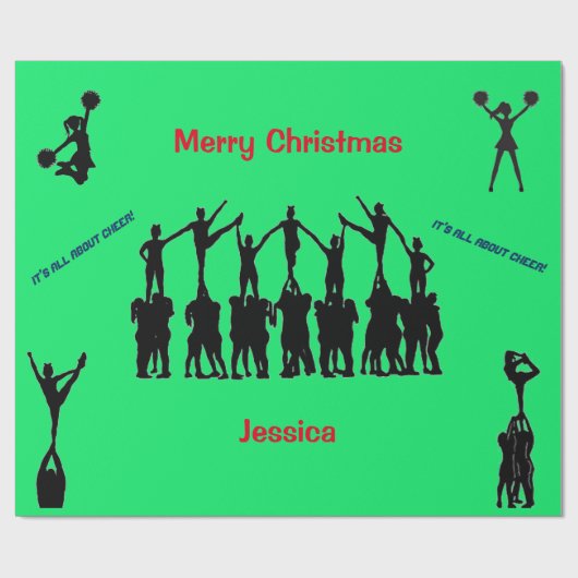 Cheerleader "Vrolijk Kerstfeest" Cadeaupapier (Vlak)