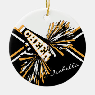 Cheerleader 📣 💖 - White, Black en Gold Keramisch Ornament
