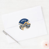 📣 Cheerleader - White, Blue and Gold Ronde Sticker (Envelop)