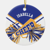 Cheerleader 📣 💖 - White, Blue en Gold Keramisch Ornament (Voorkant)